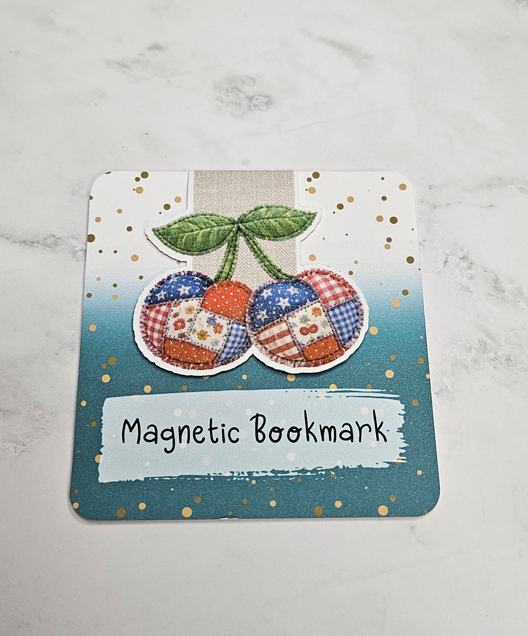 Quilted Cherries Magnetic Bookmark