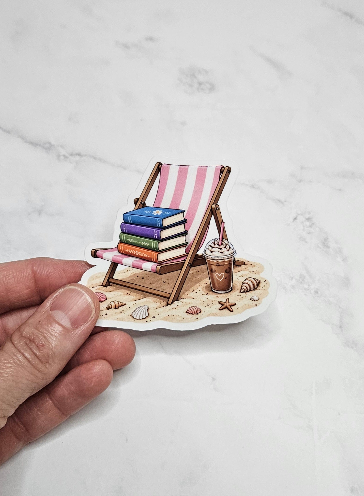 Beachy Bookworm Vinyl Sticker