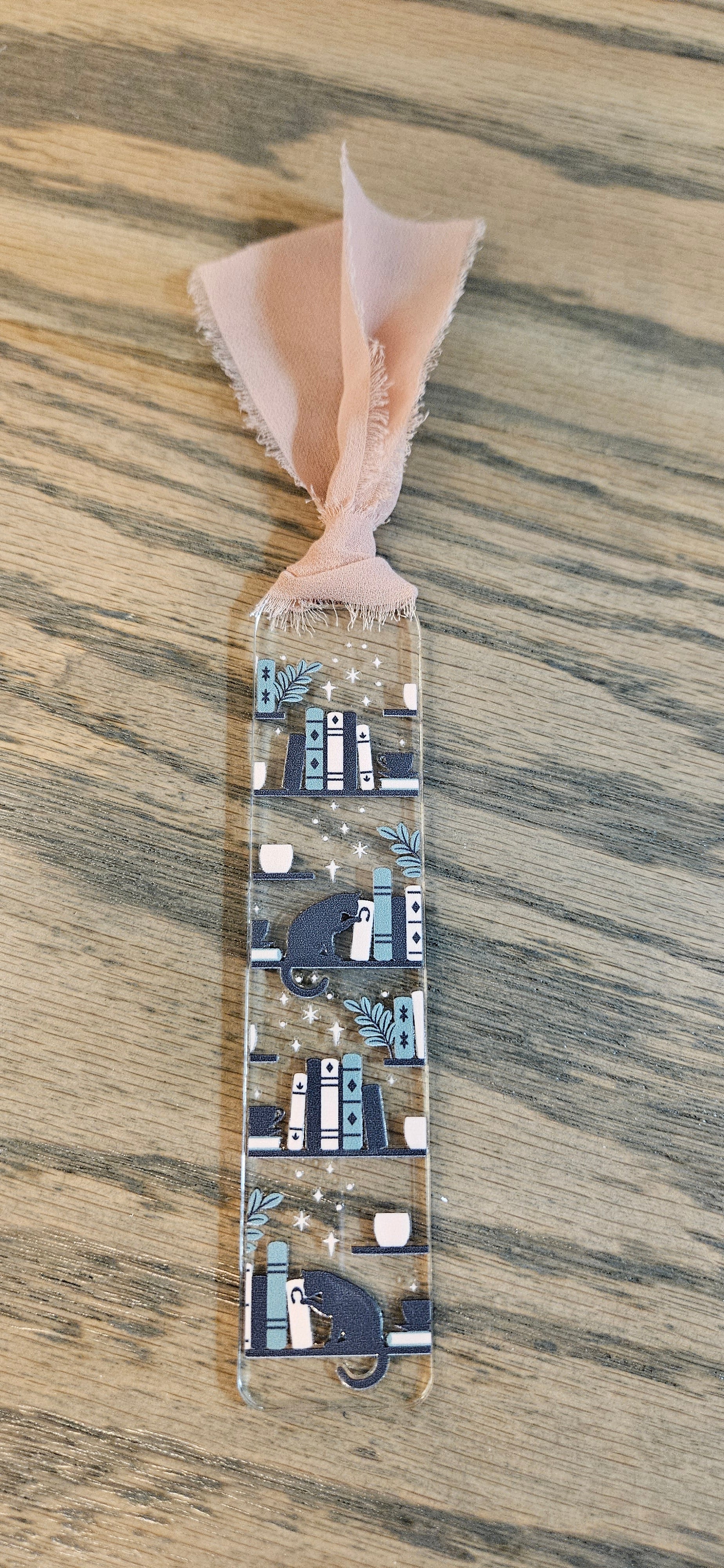 Cat and Books Acrylic Bookmark