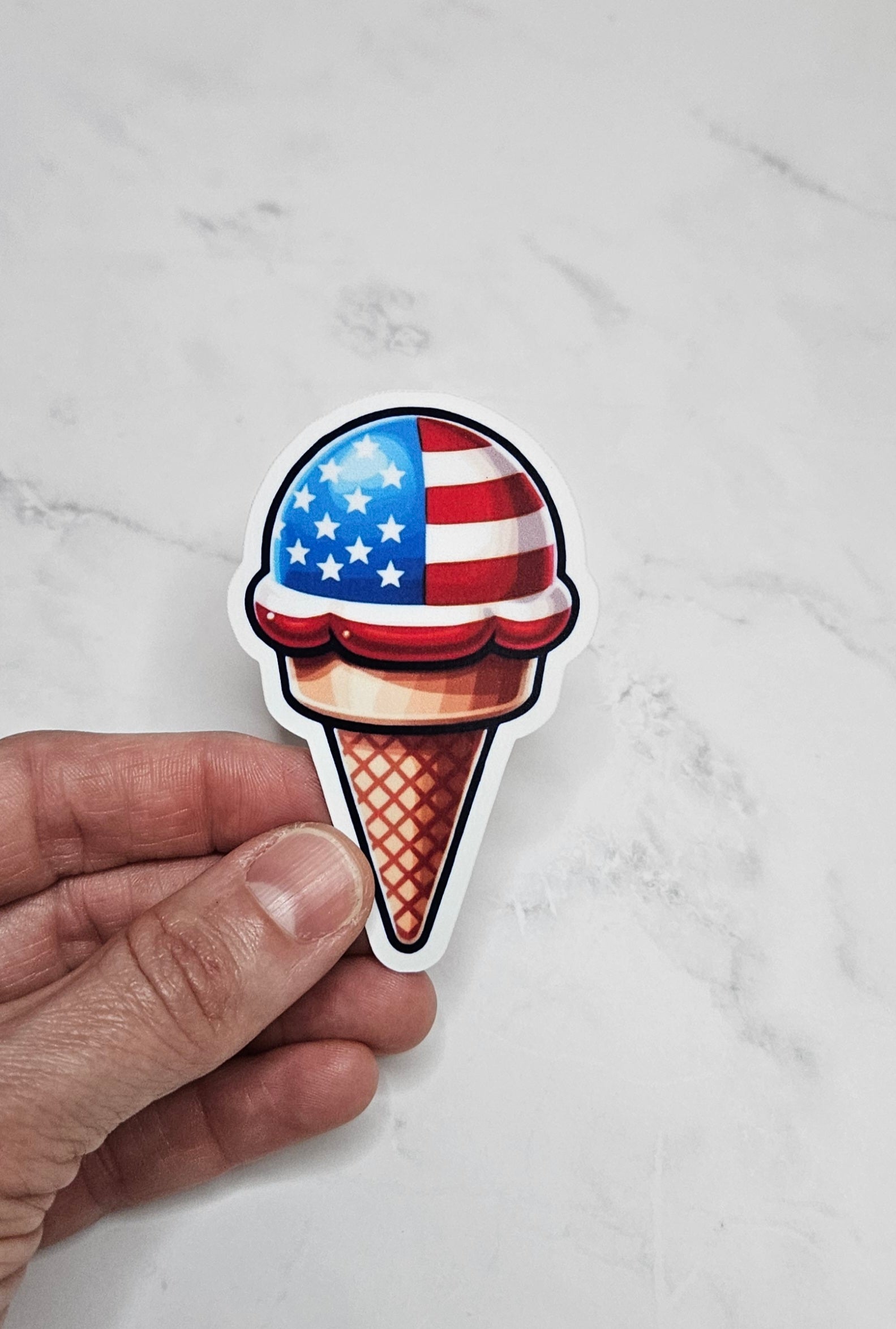 Stars & Stripes Ice Cream Cone Vinyl Sticker