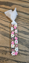 Books and flowers acrylic bookmark
