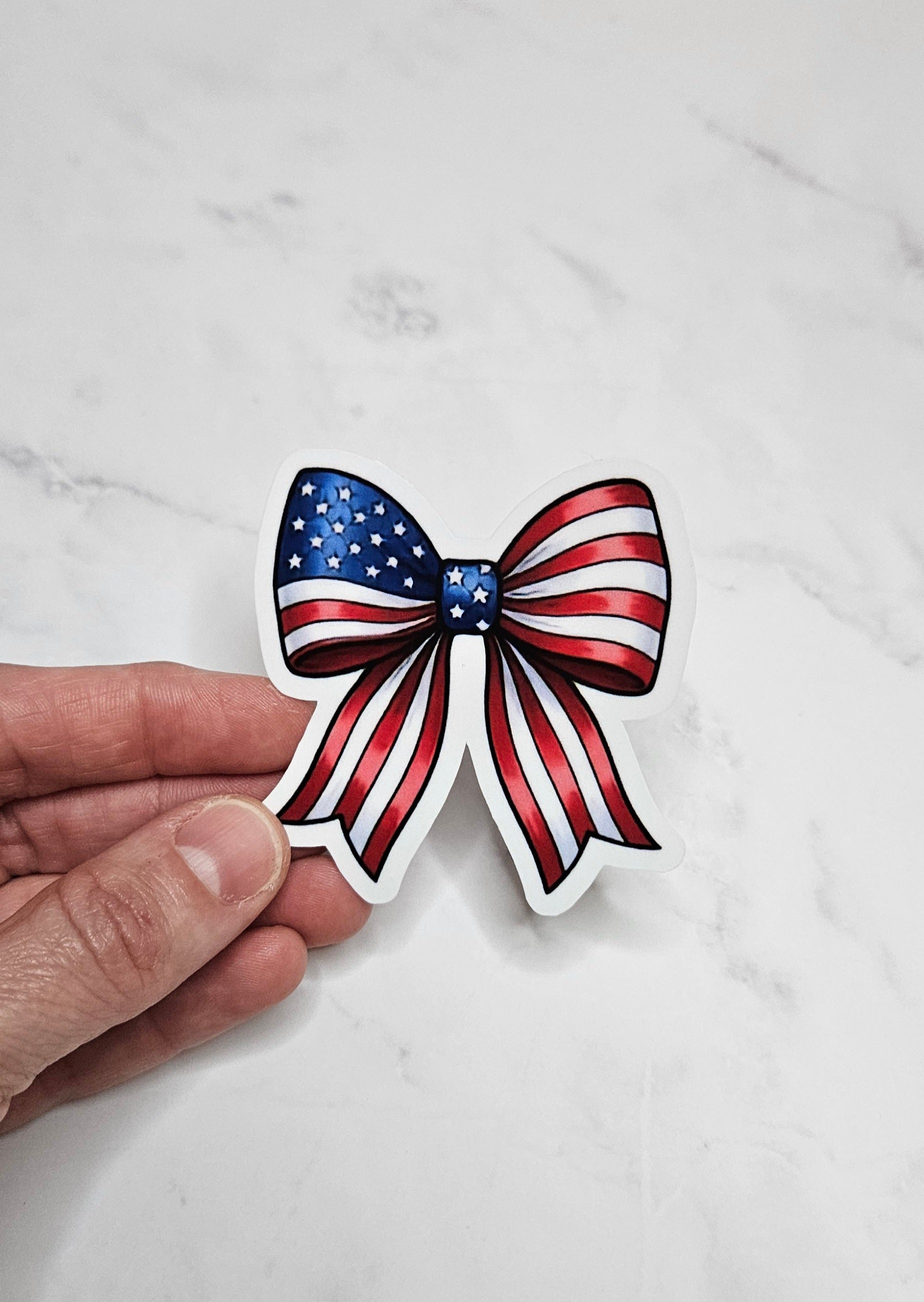 Stars & Stripes Bow Vinyl Sticker