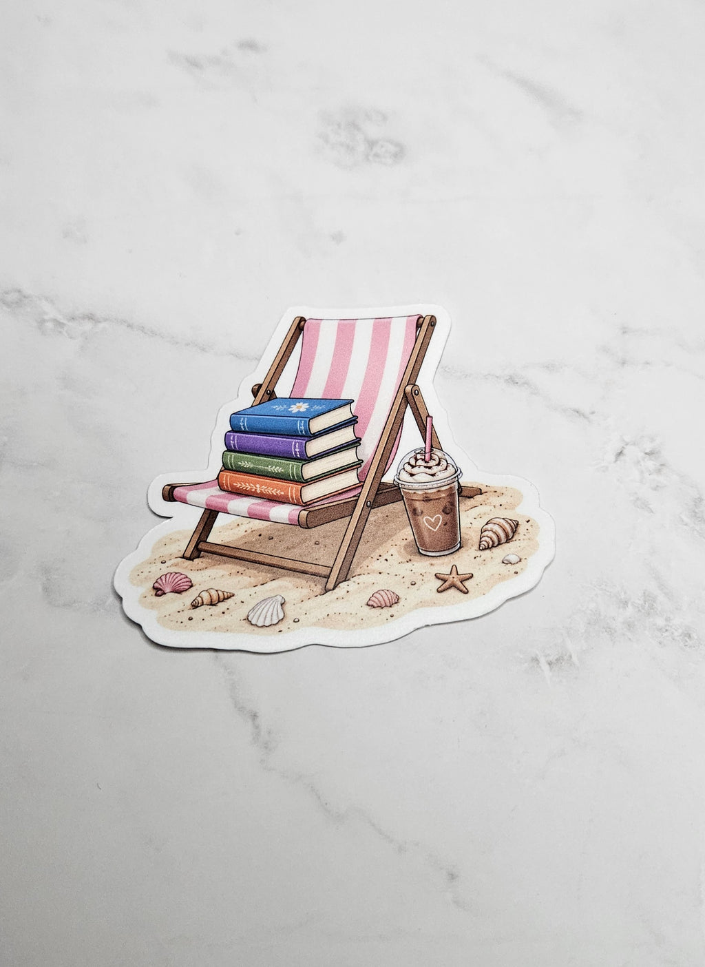 Beachy Bookworm Vinyl Sticker