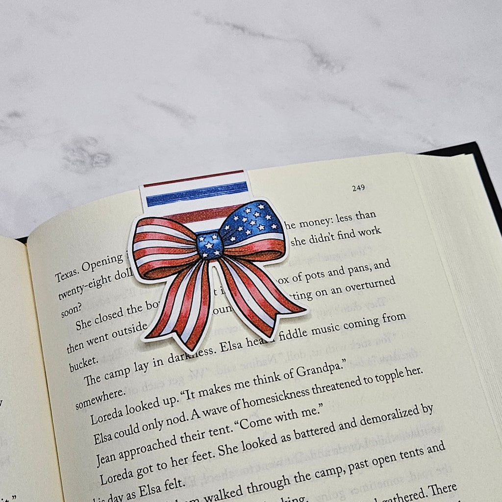 Stars & Stripes Bow Magnetic Bookmark