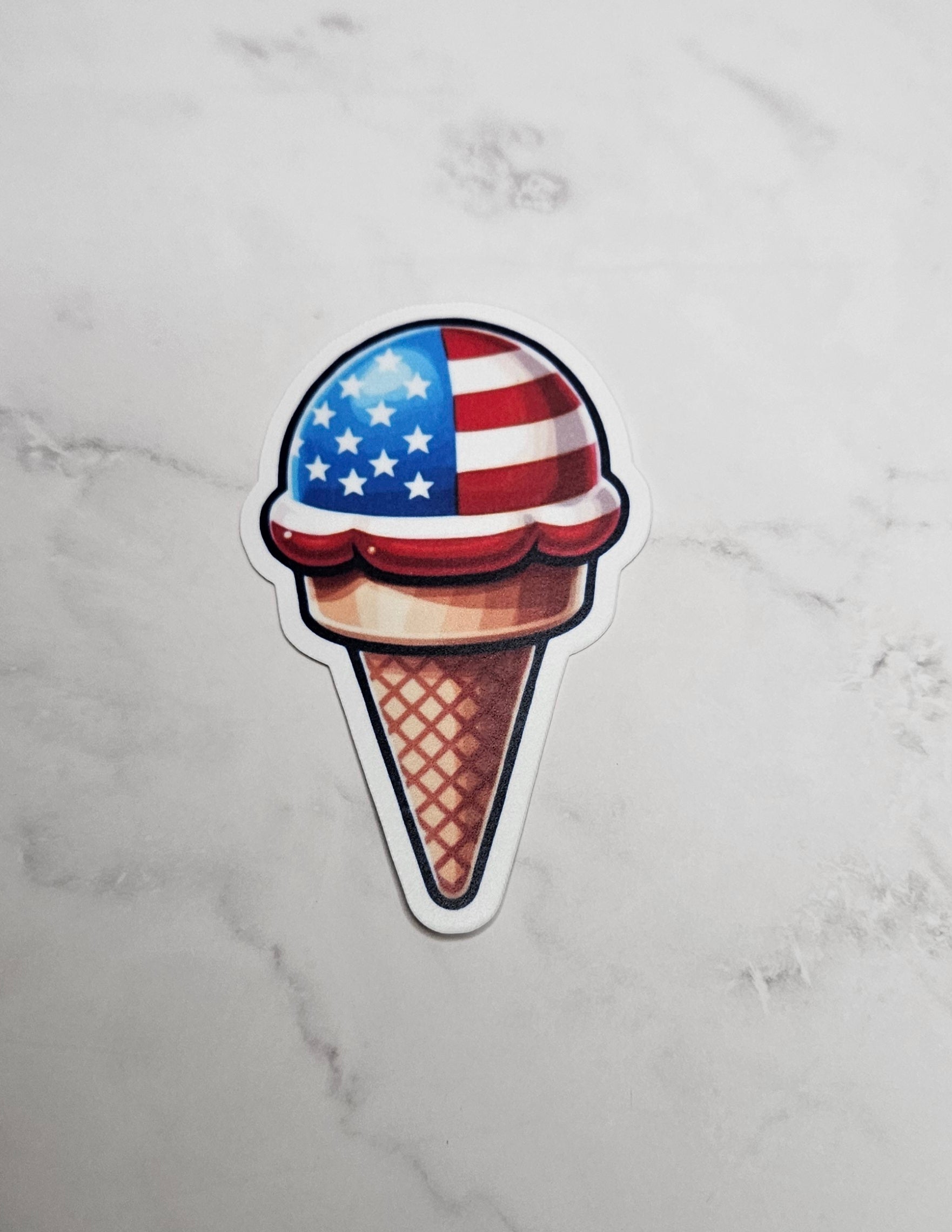 Stars & Stripes Ice Cream Cone Vinyl Sticker